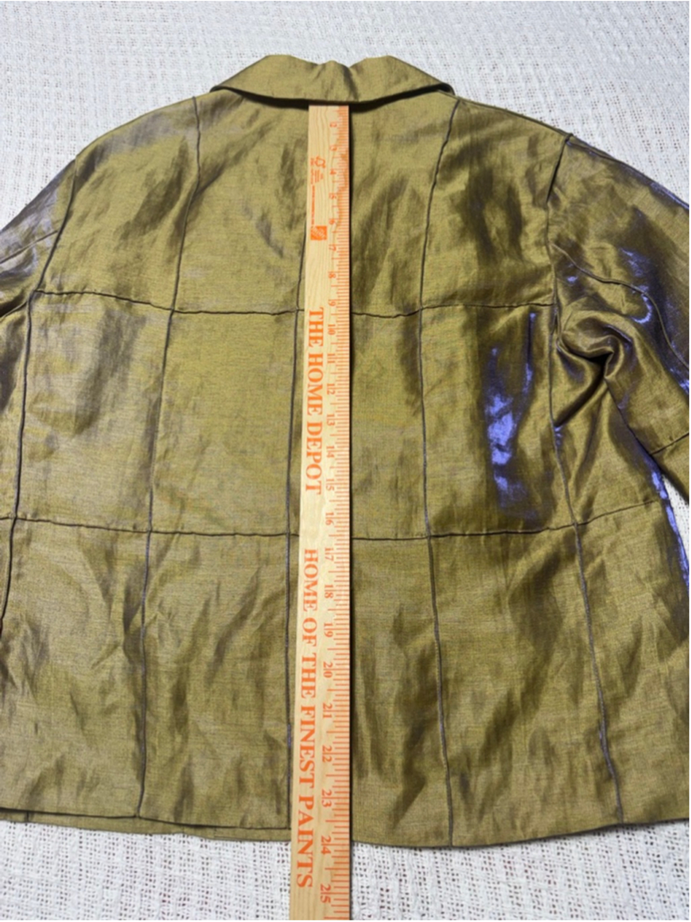 Vintage Carlisle Irridescent Metallic Gold/Olive Green 85% Linen Jacket Size 6 - Picture 5 of 8